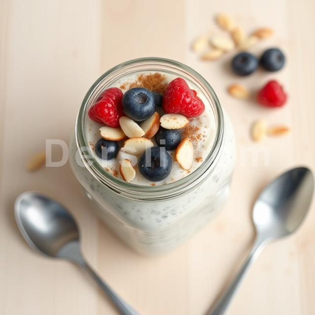 Protein-packed overnight oats with berries and nuts - one of the easiest high protein breakfast ideas for busy mornings