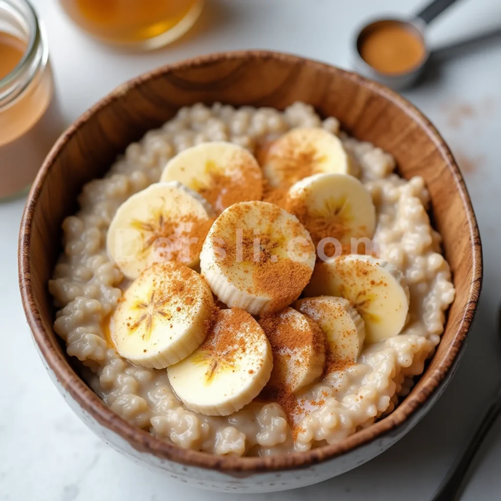 Healthy whey protein recipe for muscle gain vegetarian protein oatmeal with 30g protein, banana, and almond butter for morning muscle recovery.