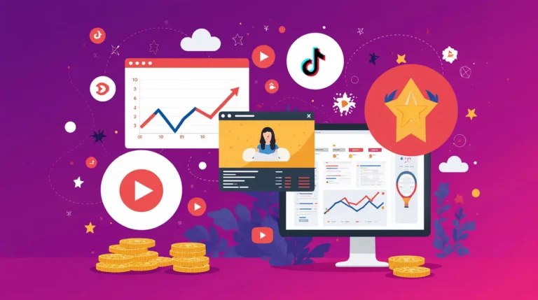 TikTok Creator Fund secrets concept with coins and analytics