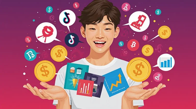 TikTok affiliate programs illustration with influencer and product icons